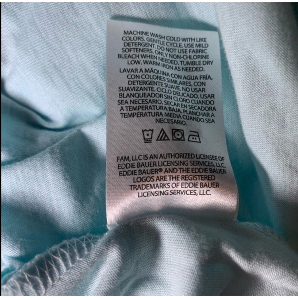 Eddie Bauer Light Blue V-Neck Short Sleeve Tee Soft Casual Basic Top Size Large - Picture 7 of 7